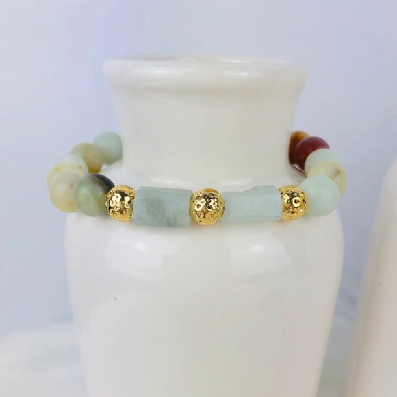 Ashley Jane Milan Jewelry - GEMSTONE | Amazonite Kunzite Blue Beaded Bracelet